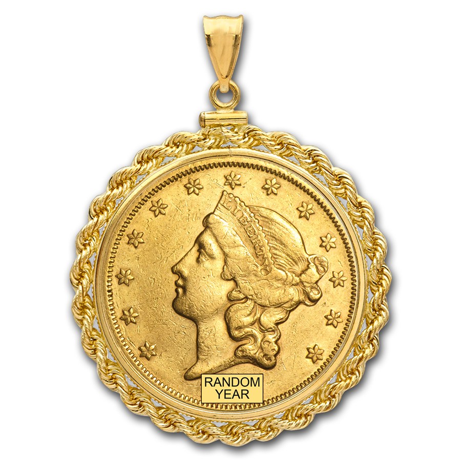 $20 Liberty Gold Double Eagle Pendant (rope-screwtop Bezel) - Sku #63487